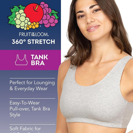 Fruit of the Loom Women's Built Up Tank Style Sports Bra, Grey/Grey/Grey, 38