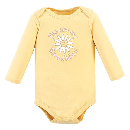 Bodysuits de manga larga de algodón unisex de Hudson Baby, Paz Amor Flores, 3-6 meses, Paz Amor Flores, 3-6 meses