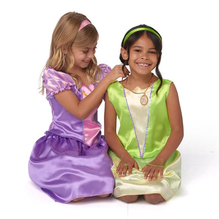 Disney Princess Adventure Princess Dress Up Trunk, 21-Piece Deluxe Dress Up Trunk Includes Tiana, Jasmine, Rapunzel and Ariel Outfits, Accessories, Storage Trunk and Stickers Included!