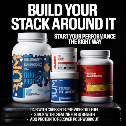 RAW Nutrition - Essential Pre - Chris Bumstead Pre Workout Formula, Sports Nutrition Pre-Workout Powders | Men & Womens Drink, Energy Powder for Working Out (Blue Raspberry)