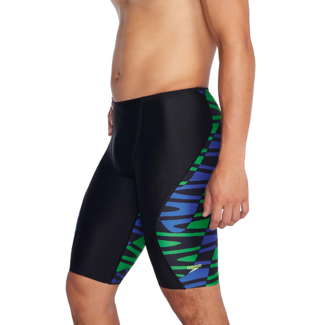Speedo Men's Disco Boom Splice Swim Jammer, Team Royal Blue/Bright Green, 30