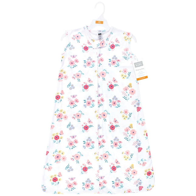 Hudson Baby Unisex Baby Cotton Sleeveless Wearable Sleeping Bag, Sack, Blanket, Butterfly Floral, 0-6 Months