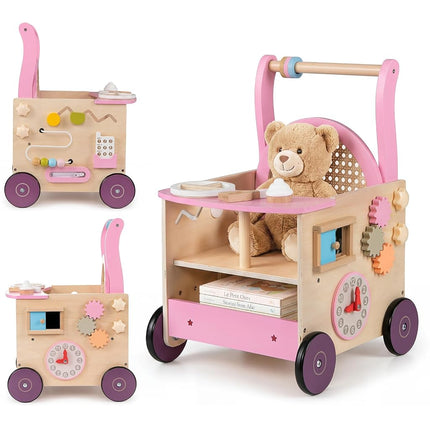 OLAKIDS Wooden Baby Walker, Activity Center Push W