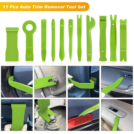 GOOACC 19Pcs Trim Removal Tool Set Panel Fastener Clips Removal Automotive Plastic Upholstery Pliers Removal Install Pry Car Tool with Storage Bag for Trim Panel Door Audio Clip Pliers Terminal-Green