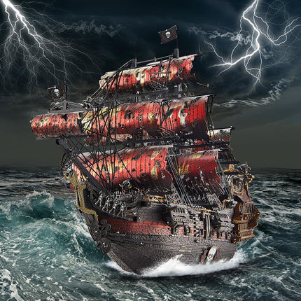 Piececool 3D Metal Puzzles The Queen Anne's Revenge Pirate Ship DIY Jigsaw Assembly Model Kits for Adult