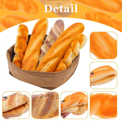 Meiwlong 5 Pieces Fake Bread Set,Realistic Artificial Fake Baguette Bread Loaf Loaves for Food Props Display Home Kitchen Bakery Restaurant Decoration