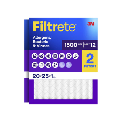 Filtrete 20x25x1 Air Filter, MPR 1500, MERV 12, He