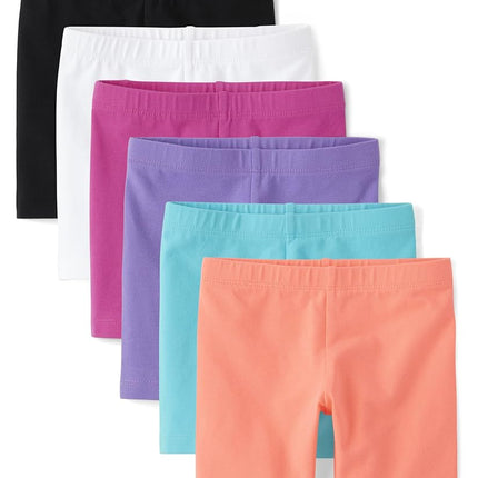 The Children's Place Baby Girls' and Toddler Solid Bike Shorts, Pink/Purple/Black Multi 6-Pack, 2T