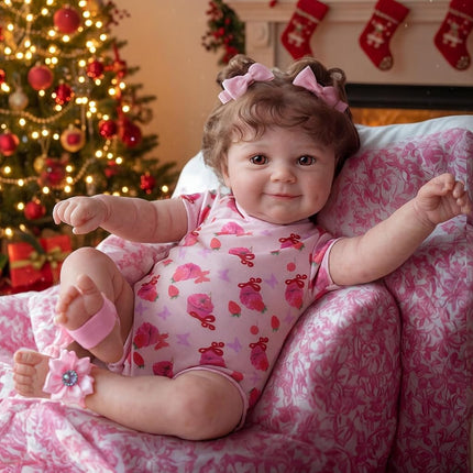 JIZHI Lifelike Reborn Baby Dolls - 20-Inch Real Baby Feeling Realistic-Newborn Baby Dolls Adorable Smiling Real Life Baby Dolls with Feeding Kit & Gift Box for Kids Age 3 +