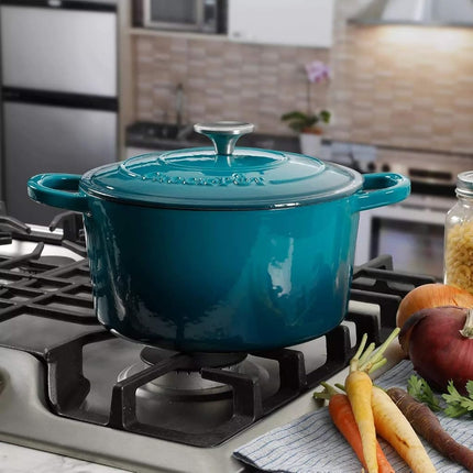 Olla de hierro fundido esmaltado redonda Crock-Pot Artisan, 4.7 litros, degradado turquesa
