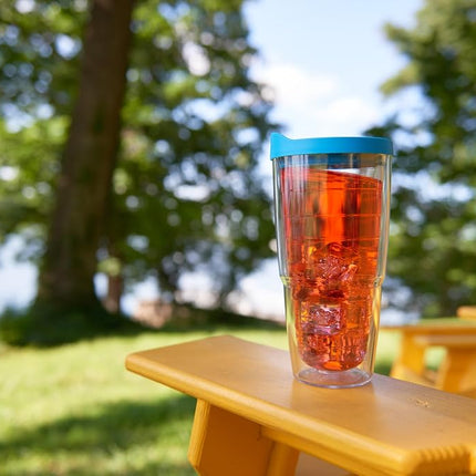 Tervis Clear & Colorful Lidded Made in USA Double Walled Insulated Tumbler Travel Cup Keeps Drinks Cold & Hot, 24oz, Yellow Lid
