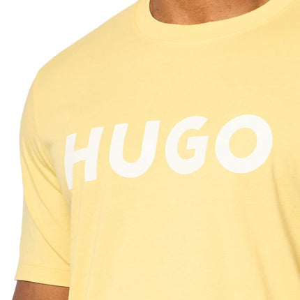 Hugo Men's Print Logo Short Sleeve T-Shirt, Sunset Yellow, Large