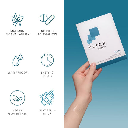 The Patch Remedy Iron Patch | Iron Bisglycinate, Vitamin C, Methylfolate, B12, Beta-Carotene, Astaxanthin | 30 Patches