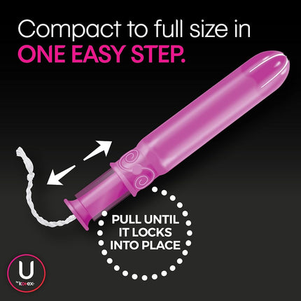 U by Kotex Click Compact Multipack Tampons, Regular/Super/Super Plus Absorbency, Unscented, 30 Count