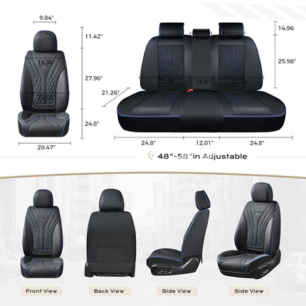 Coverado Car Seat Covers Full Set, 5 Seats Front Seat Cover and Back Seat Covers for Cars, Automotive Seat Covers Nappa Leather Waterproof Seat Covers, Car Seat Protectors Universal for Cars