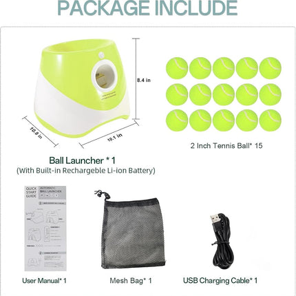 MEKAPLE Automatic Dog Ball Launcher, Dog Ball Thrower Machine with 10-30Ft 3 Launching Distance, Interactive Toys for Small Dogs Indoor & Outdoor, 15 Mini Tennis Balls Light Green
