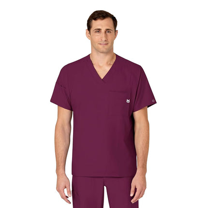 WonderWink W123 6355 Men's V-Neck Top, Wine, Mediu