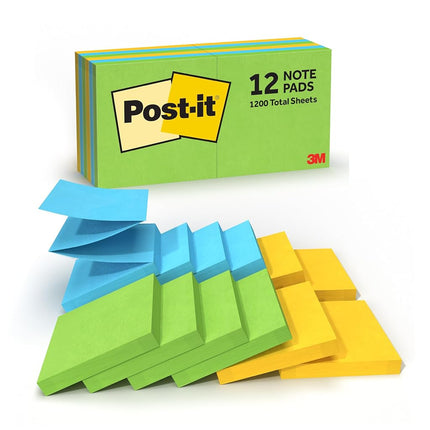 Post-it Pop-up Notes, 3 in x 3 in, Jaipur Collection, 12 Pads/Pack (R330-12AU)