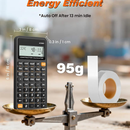 Construction Calculator, Scientific ROATEE Engineering Calculator for Contractor, Concrete Pocket Feet-inch-Fraction Calculators for Carpenter, Framer, Remodeler
