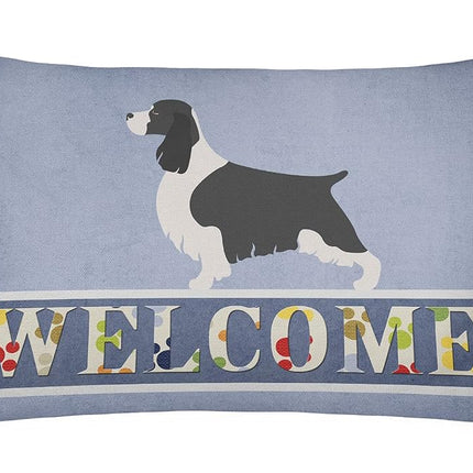 Caroline's Treasures BB8273PW1216 English Springer Spaniel Welcome Canvas Fabric Decorative Pillow, 12H x16W, multicolor