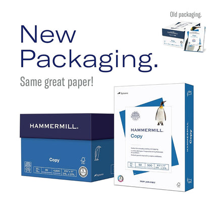 Papel de impresora Hammermill, papel de copia de 20 lb, 8.5 x 11 - 8 resmas (4,000 hojas) - 92 de brillo, hecho en EE. UU.