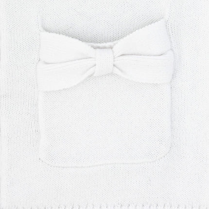 The Children's Place Baby Toddler Girls Bow Pocket Cardigan, White, 2T