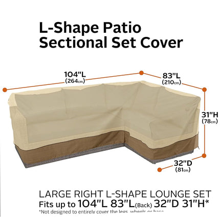 Classic Accessories Veranda Garden L-Shaped Sectional Sofa Cover, Pebble/Bark/Earth (264cm, Right Facing)