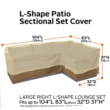 Classic Accessories Veranda Garden L-Shaped Sectional Sofa Cover, Pebble/Bark/Earth (264cm, Right Facing)