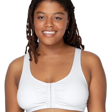 Fruit of the Loom Women's Front Close Builtup Sports Bra, Opaque, Lilac Whisper/White/Purple Velvet, 46 (Pack of 3)