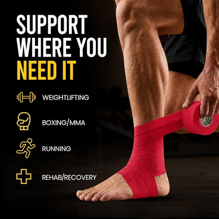 Bighorn Athletics Sports Tape | EZ-Tear Red Athletic Tape for Wrist, Hand, Ankle & Foot Support | Zinc Oxide Infused & Latex-Free Adhesive, Breathable Cotton Fabric, 1.5-Inch x 45-Feet, 4 Rolls, Red