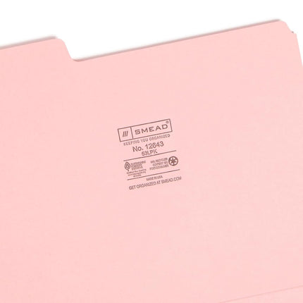 Smead 100 x Pink Standard Lever Arch Files 1/3 Cut Tabs Letter Size (12643)