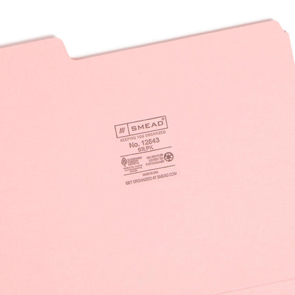 Smead 100 x Pink Standard Lever Arch Files 1/3 Cut Tabs Letter Size (12643)