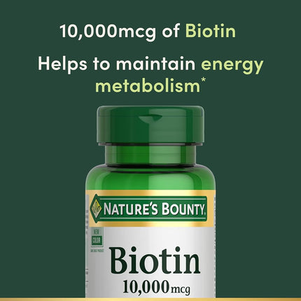 Nature's Bounty Biotin 10,000 Mcg, Supports Healthy Hair, Skin and Nails, Rapid Release Softgels, 3 Pack, (360 Total)