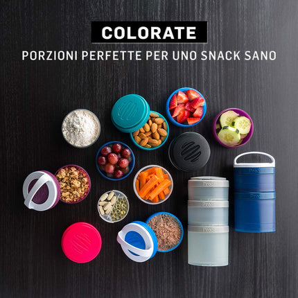 BlenderBottle ProStak Expansion 2 Pak (2x 250ml)| Twist n' Lock Storage Jars with Pill Tray | black