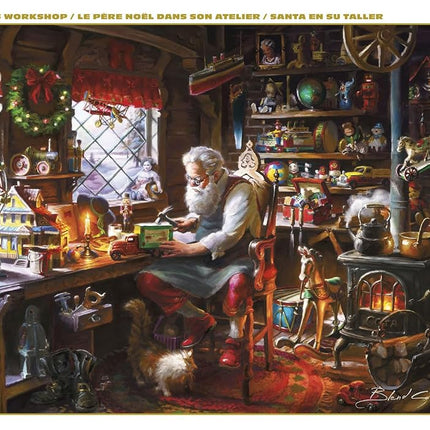 Buffalo Games – Santa in His Workshop – 1000 Piece Jigsaw Puzzle - Premium Gold Collection Giftable Puzzle for Adults – Precision-Cut Pieces, Beautiful Artwork