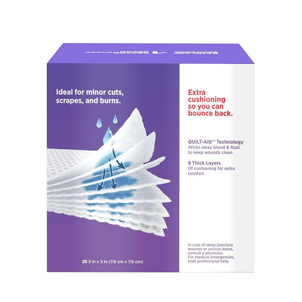 Band-Aid Brand Medium Gauze Pads, 3 Inches By 3 Inches, 25 Count