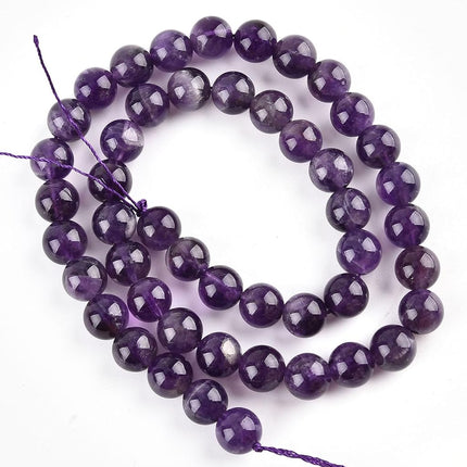 8mm Natural Amethyst Beads Round Gemstone Loose Beads for Jewelry Making (45-48pcs/strand)