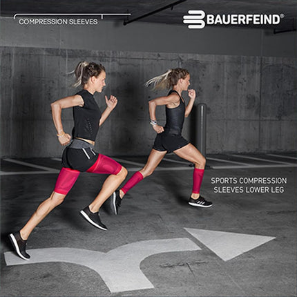 Bauerfeind Sports Compression Lower Leg Calf Sleeves (1 Pair) - Gradient Compression for Improved Blood Circulation in Legs - Air Knit Fabric Breathable, Durable, Washable (Black, Small, Long)