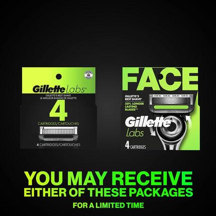 Gillette Labs Mens Razor Blade Refills Compatible with Gillette Labs Razors - 4 Cartridges With Exfoliating Bar
