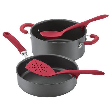 Ensemble d'ustensiles de cuisine Rachael Ray Tools and Gadgets Lazy Tools antiadhésifs, 6 pièces - Rouge