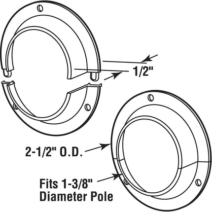 Prime Line MP7050 Closet Pole Socket, Cast, White, 1 Set