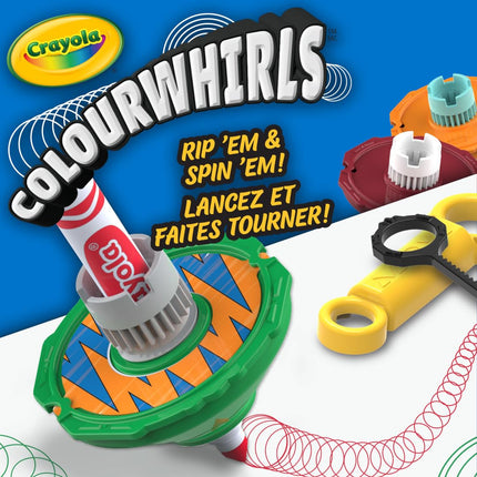 CRAYOLA Colourwhirls (3 Pack) - Rip 'Em & Spin 'Em! | Includes 3 Colourwhirls Toys & 3 Markers | Rippin' Spinnin Colouring Fun for Ages 6+