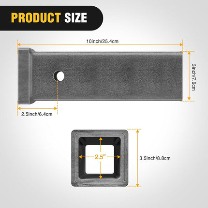 Nilight Hitch Adapter 2.5" x 10" Combo Bar Trailer Receiver Tube Weld-on Raw Steel Hitch Bar