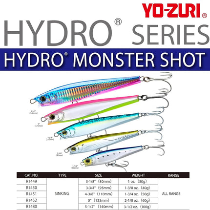 Yo-Zuri Hydro Monster Shot, Sinking 140mm 5-1/2" Silhouette Black