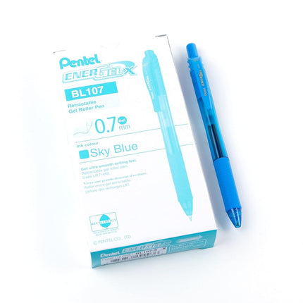 Pentel 0.7 mm Energel X Retractable Rollerball Pen - Sky Blue (Pack of 12)