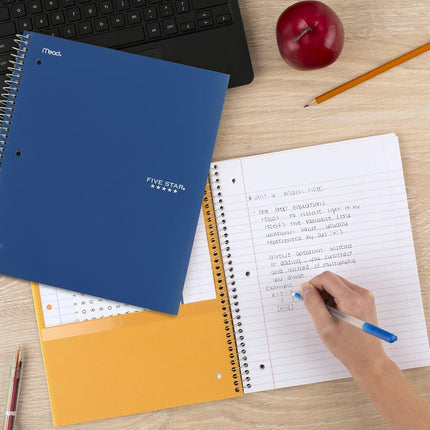 Five Star Spiral Notebooks + Study App, 6 Pack, 3-Subject, College Ruled Paper, Fights Ink Bleed, Water Resistant Cover, 8-1/2" x 11", 150 Sheets, Colors Will Vary (73930)