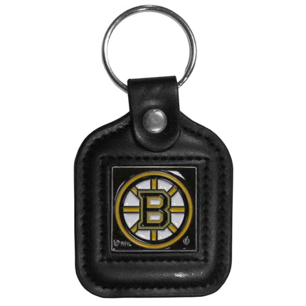 NHL Siskiyou Sports Fan Shop Boston Bruins Square Leather Key Chain One Size Black