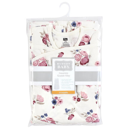 Hudson Baby Bebé Niña Saco de Dormir Envolvente Convertible, Floral Rosa Viejo, 3-9 Meses