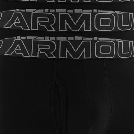 Under Armour Men's 3-Pack Performance Cotton Boxer Brief, 6" Inseam, All-Day Comfort & Ultra-Soft, Black Solid - Core, XS