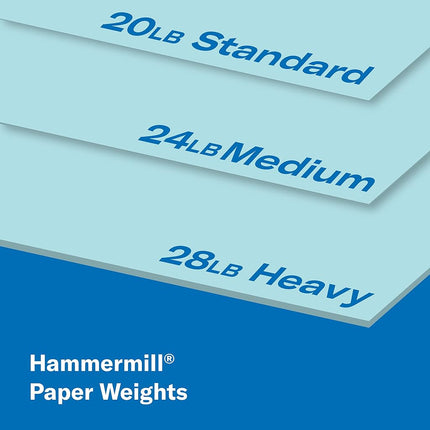 Hammermill Colored Paper, 24 lb Blue Printer Paper, 8.5 x 11-1 Ream (500 Sheets) - Made in the USA, Pastel Paper, 103671R